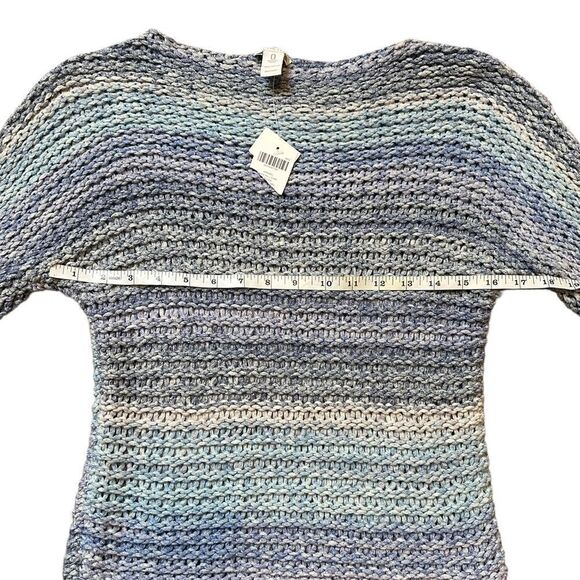 Chico’s Kimono Sleeve Sweater Open Weave in Blue & Purple Ombre Size Small NWT - Picture 5 of 10